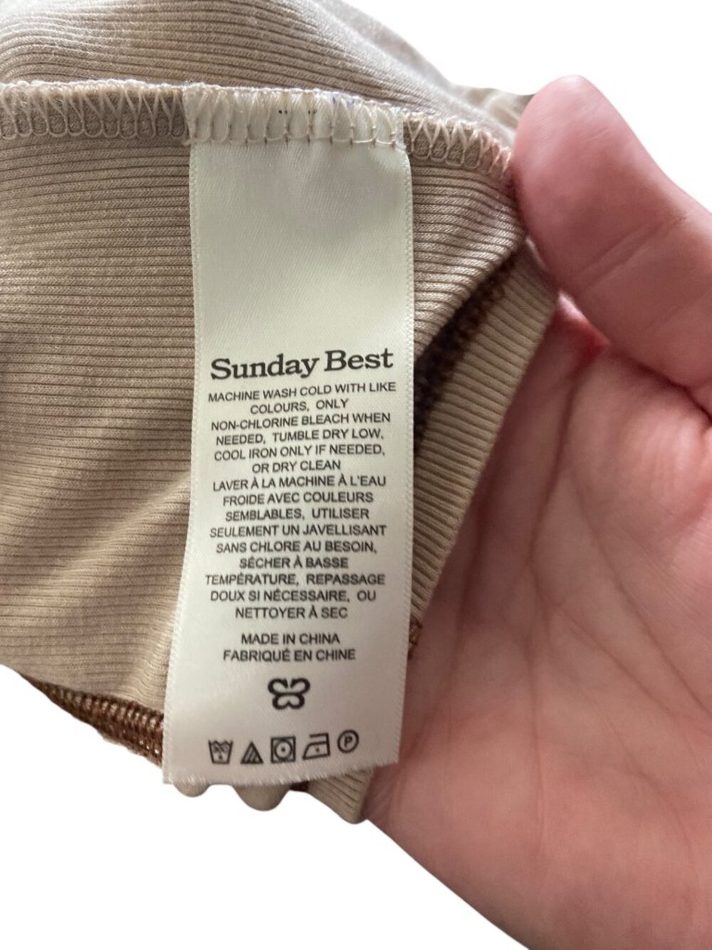 Aritzia Sunday Best Corset Stitch Crop Top Beige Size S Neutral Casual Y2K Retro - Picture 4 of 12